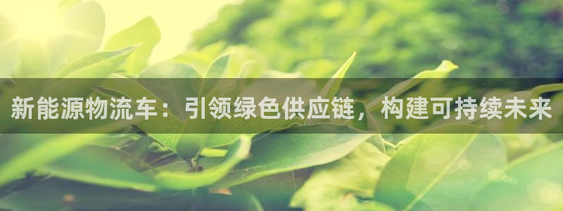 ,优游国际是正规软件吗：新能源物流车：引领绿色供应链，构建可